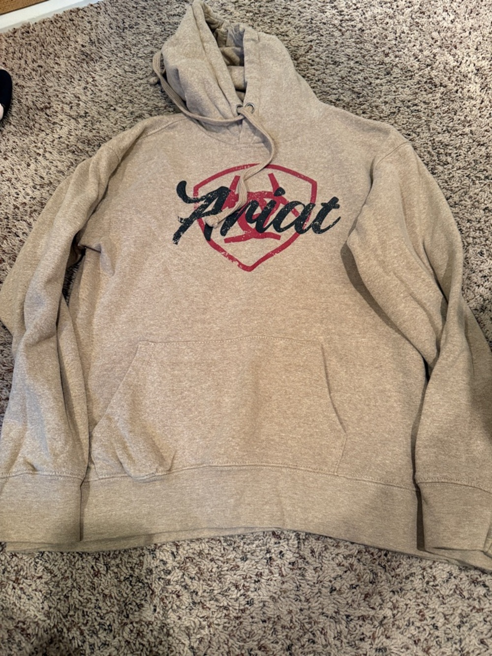 Ariat Men’s Tan Hooded Zip-Up Logo Sweater